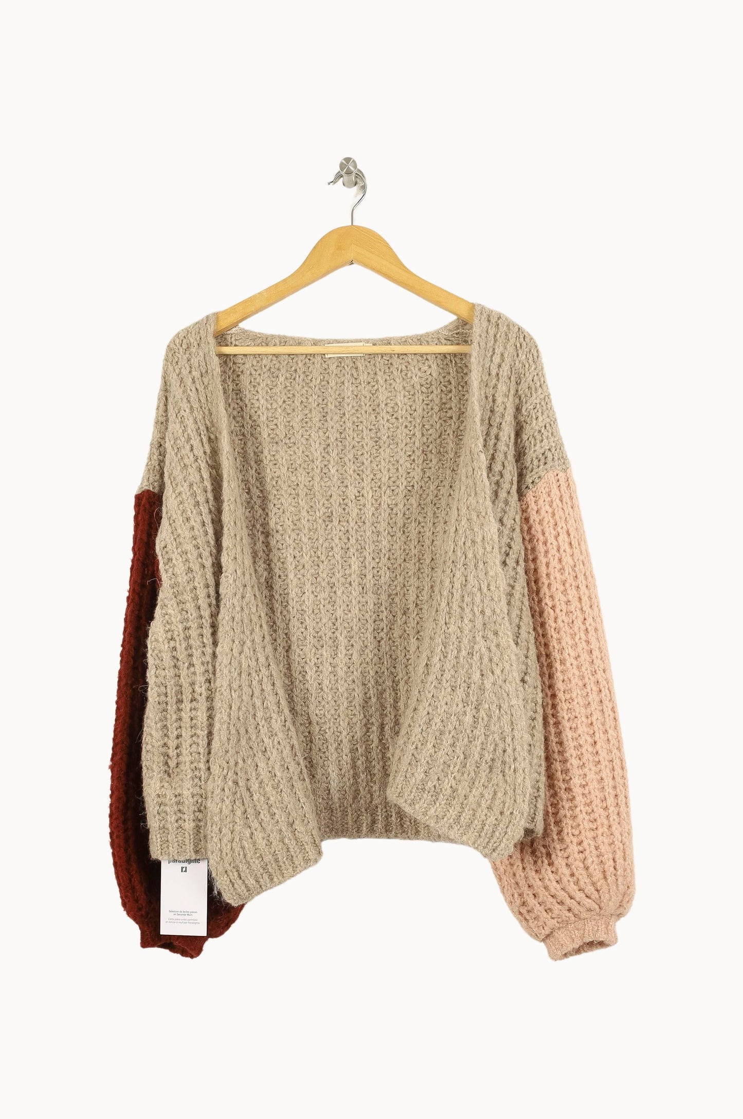 Cardigan Beige Rose et Bordeaux - Taille M/38