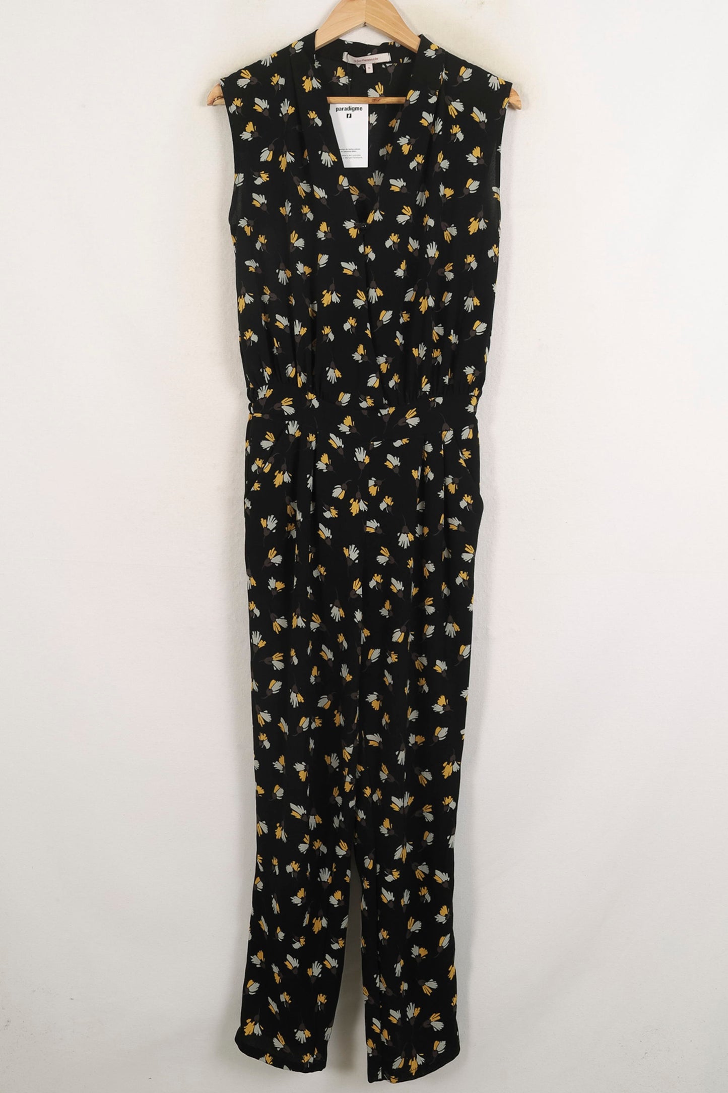 Combinaison Noire à Fleurs Jaunes et Blanches - Taille S/36