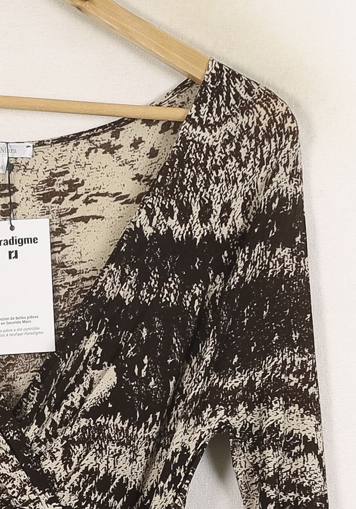 Robe Longue Marron et Beige - Taille XXL/44