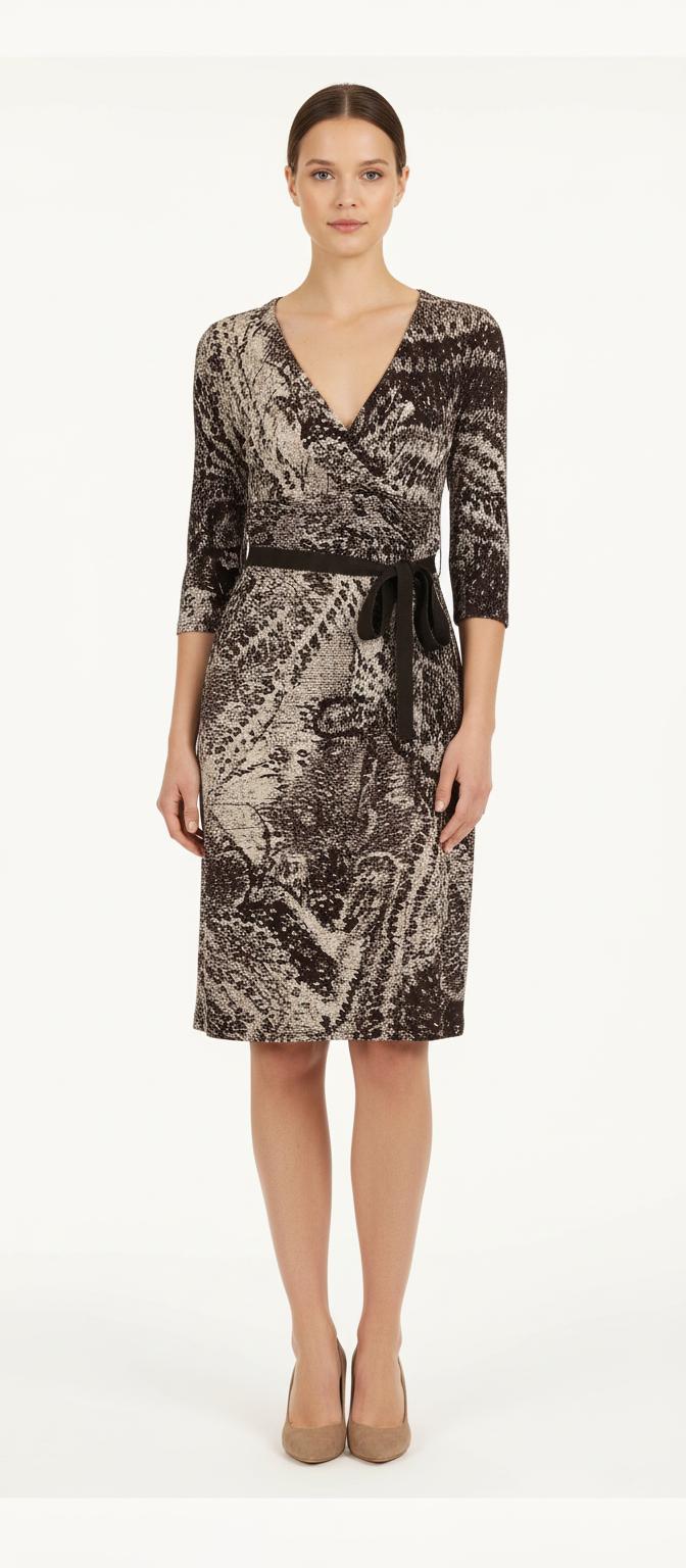 Robe Longue Marron et Beige - Taille XXL/44