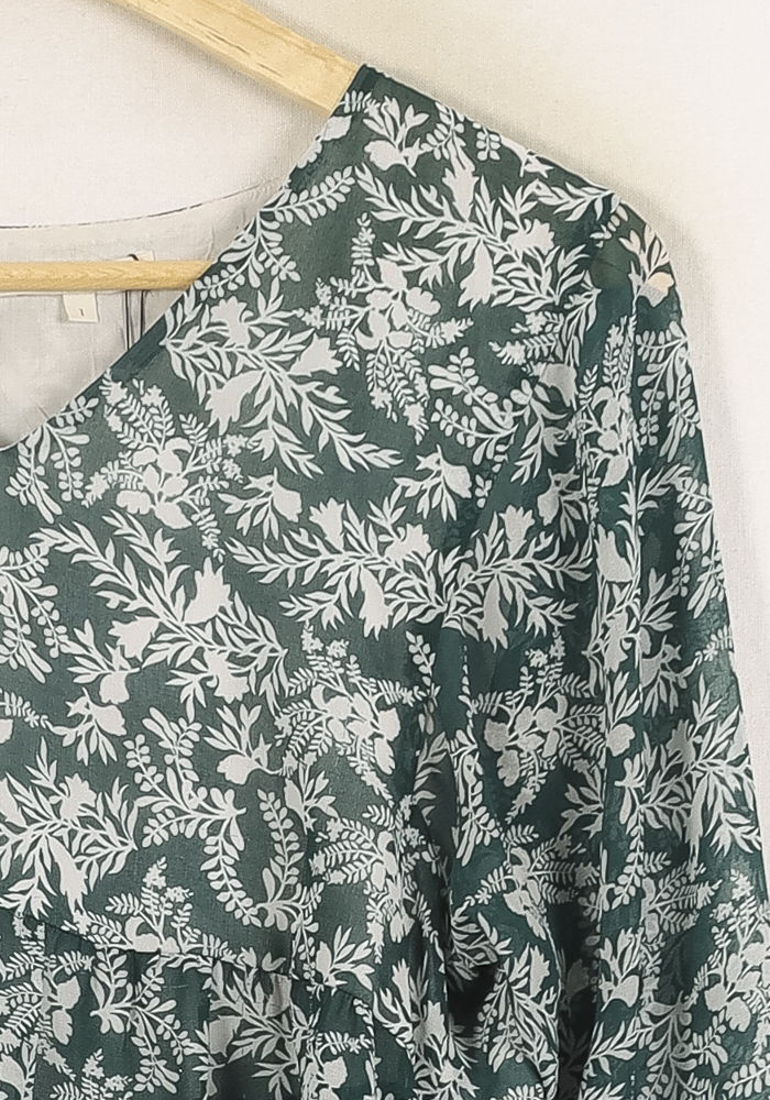 Blouse Verte et Blanche - Taille S/36