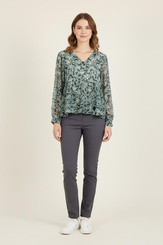 Blouse Verte et Blanche - Taille S/36