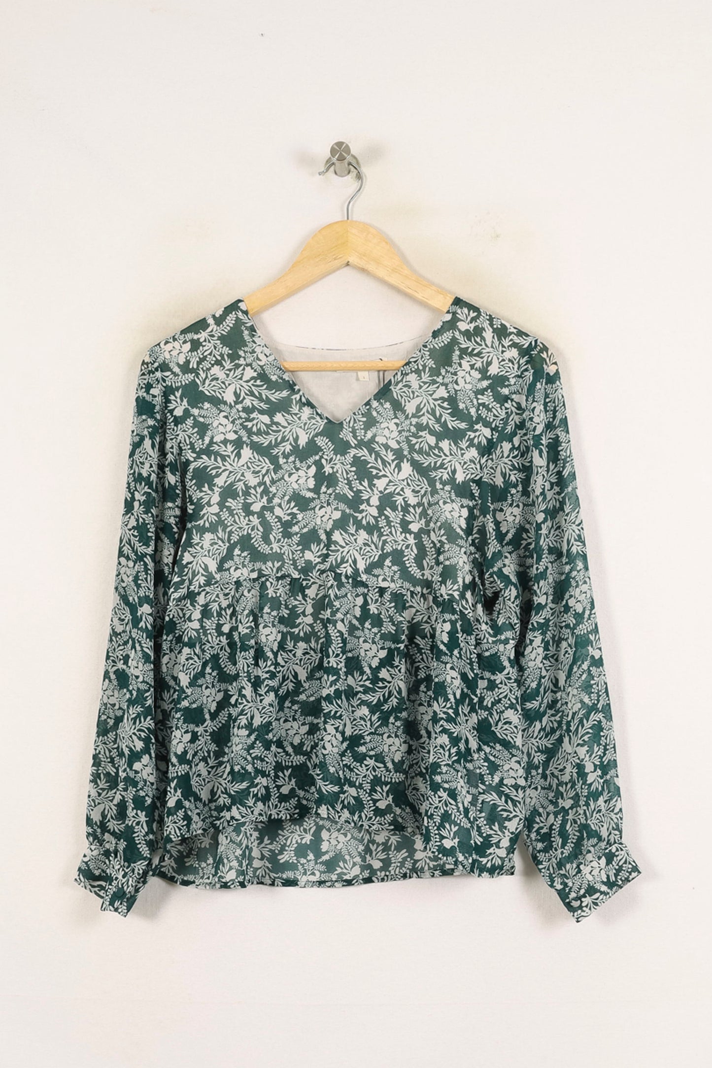 Blouse Verte et Blanche - Taille S/36