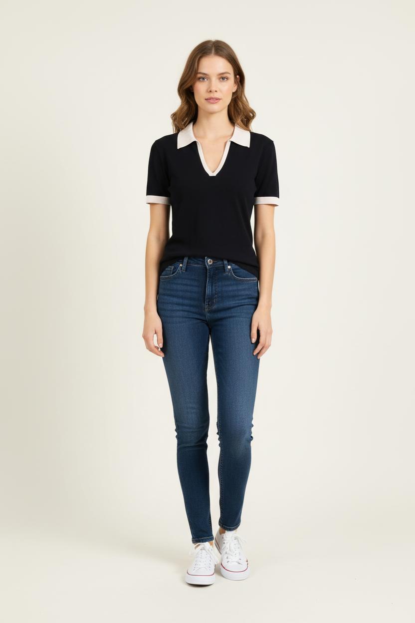 Polo Noir et Blanc - Taille XL/42