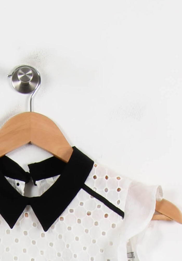 Blouse Sans Manches Blanche et Noire - Taille XS/34