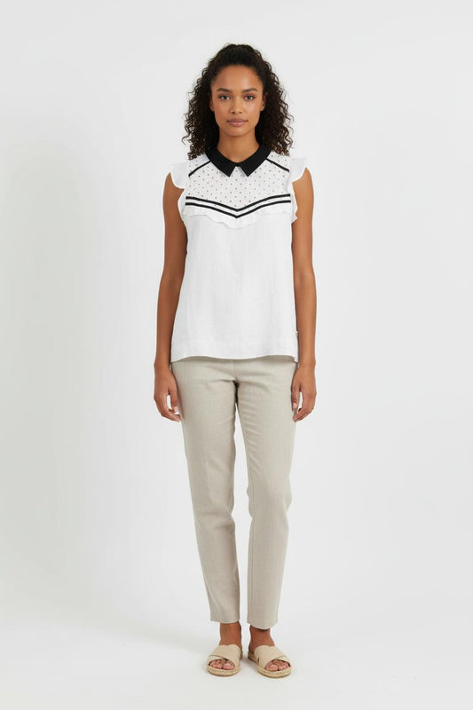 Blouse Sans Manches Blanche et Noire - Taille XS/34