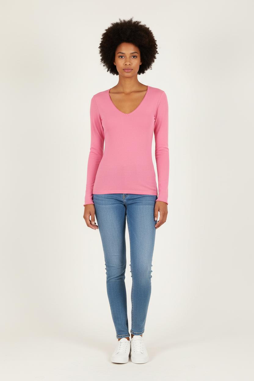 T-shirt Manches Longues Rose - Taille S/36