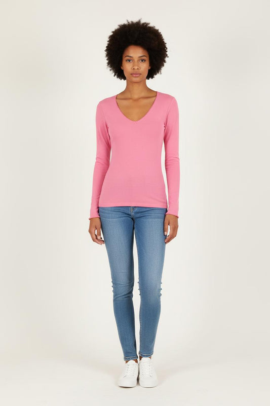 T-shirt Manches Longues Rose - Taille S/36