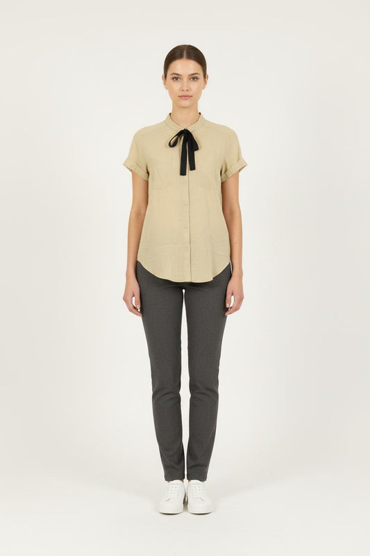 Chemise Manches Courtes Beige - Taille S/36