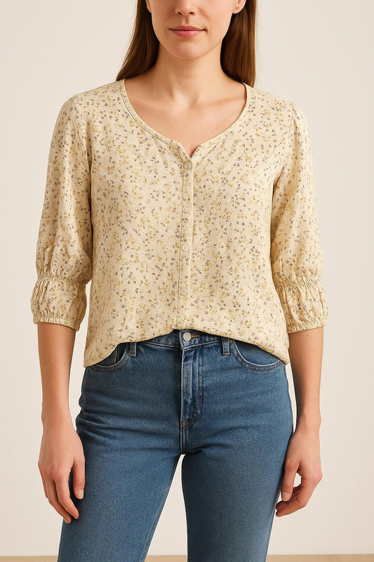 Blouse Écrue et Multicolore - Taille XS/34