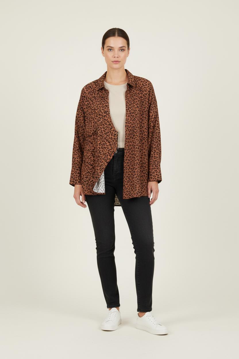 Veste Léopard Marron et Noir - Taille S/36