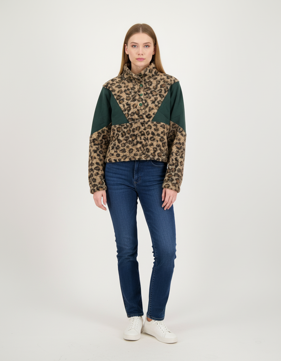 Blouson Léopard et Vert - Taille S/36