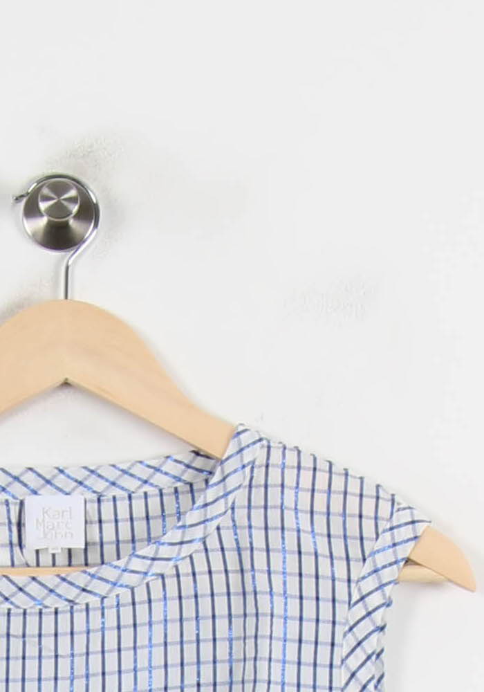 Blouse Sans Manches Blanche et Bleue - Taille XS/34