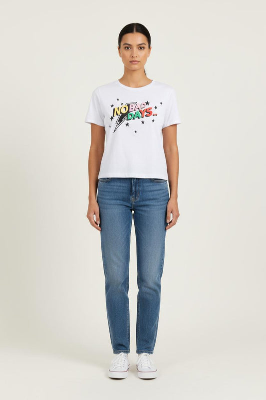 Tee-shirt Blanc multicolore - Taille XS/34