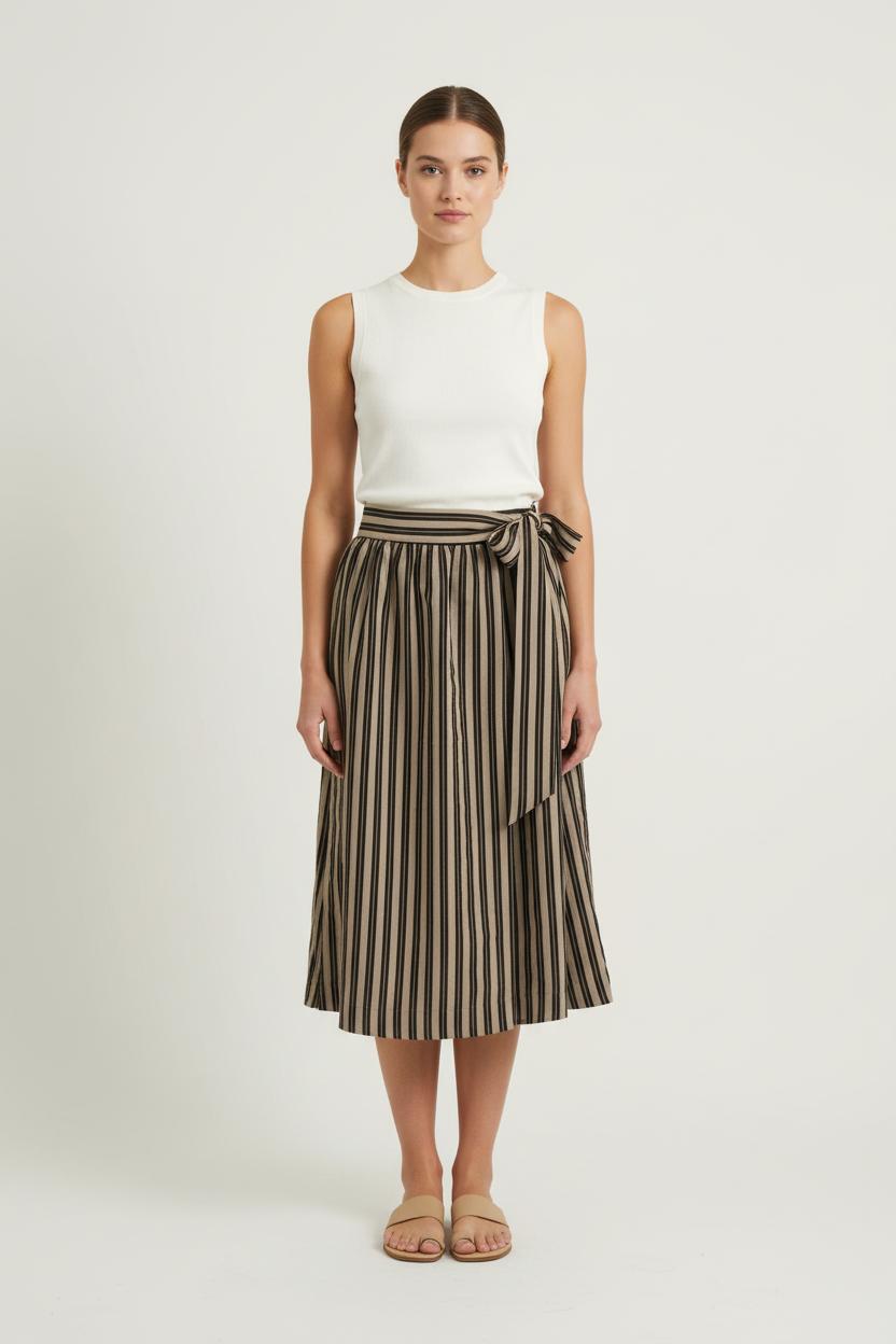 Jupe Midi Beige et Noire - Taille M/38