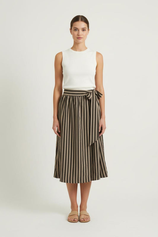 Jupe Midi Beige et Noire - Taille M/38