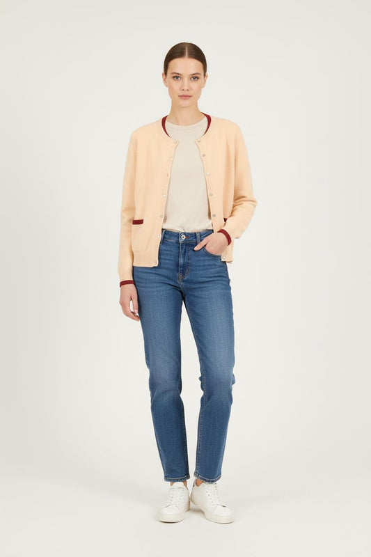 Cardigan beige et bordeaux - Taille L/40