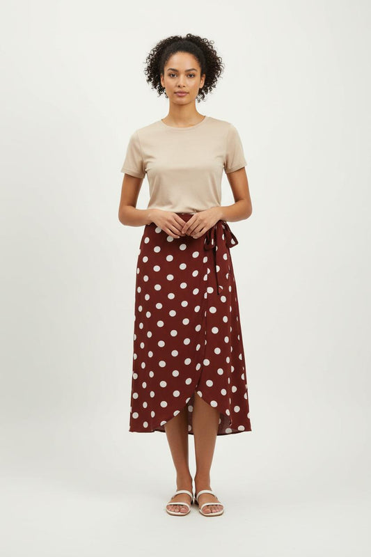 Jupe Portefeuille Bordeaux et Blanche - Taille S/36