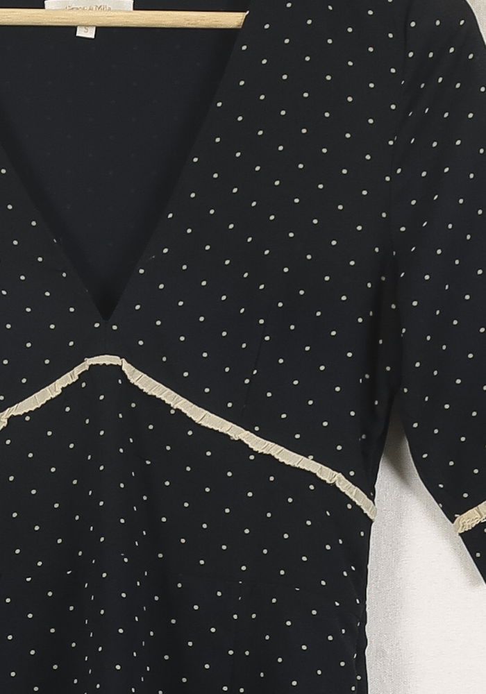 Robe Courte Bleue à Pois Blancs - Taille S/36