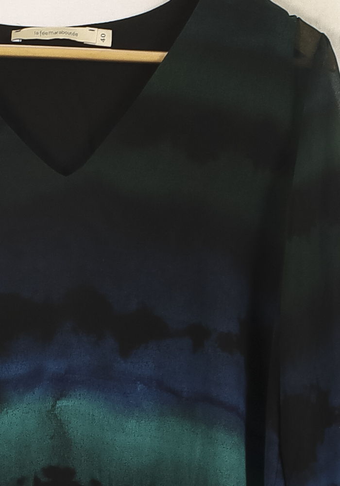 Blouse Verte et Noire - Taille L/40