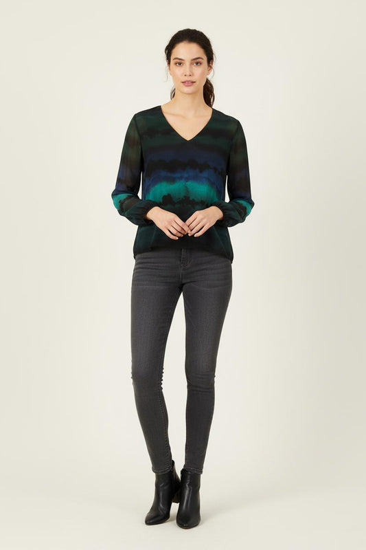 Blouse Verte et Noire - Taille L/40