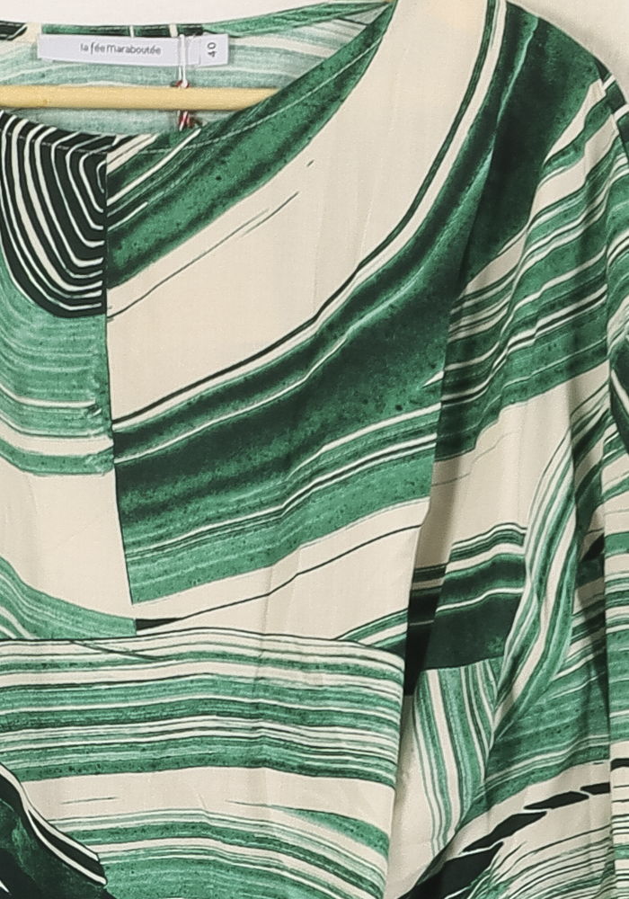 Blouse Verte et Blanche - Taille L/40