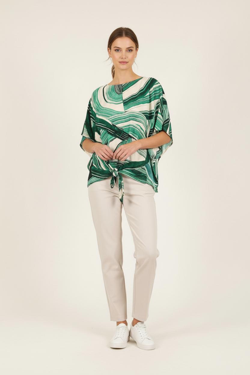 Blouse Verte et Blanche - Taille L/40
