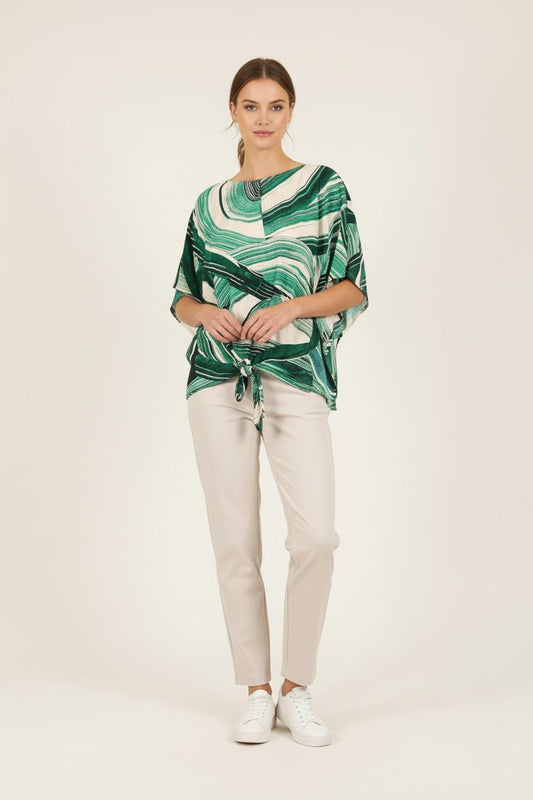 Blouse Verte et Blanche - Taille L/40