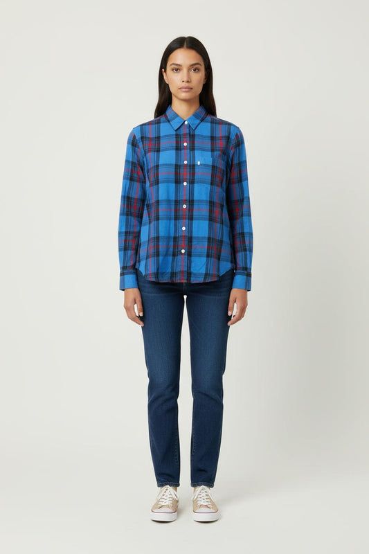 Chemise à Carreaux Bleue et Noire - Taille S/36