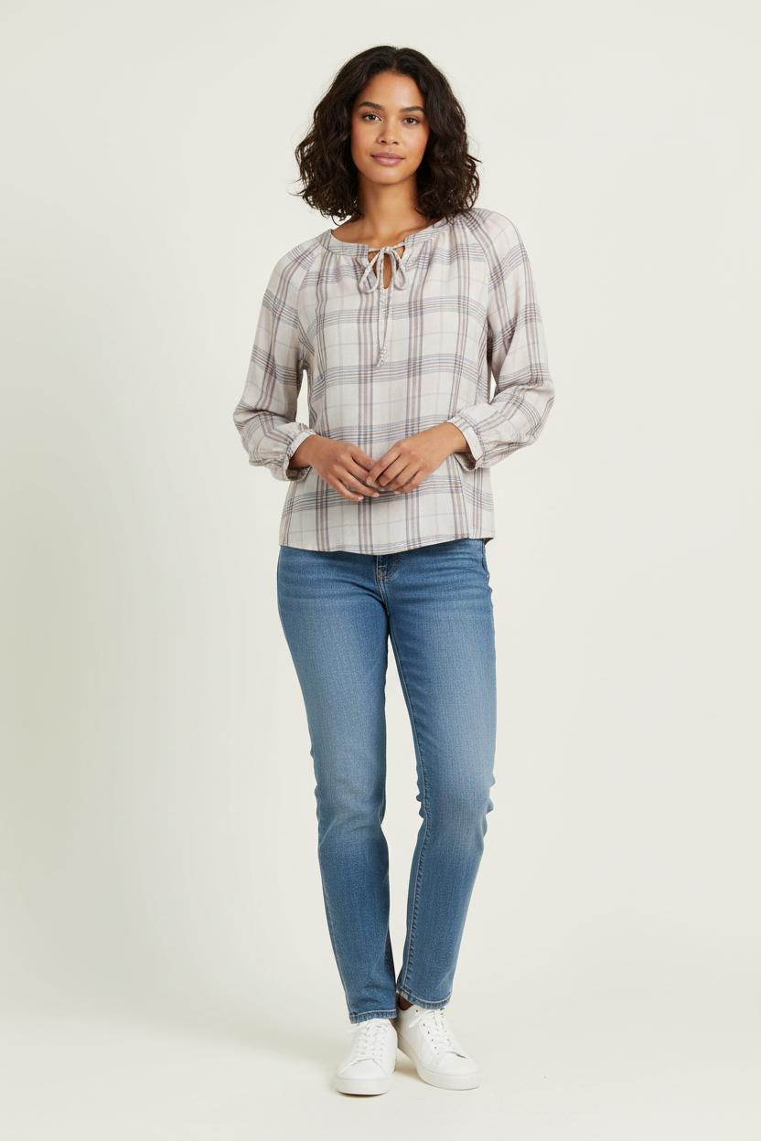 Blouse Beige à Carreaux - Taille M/38