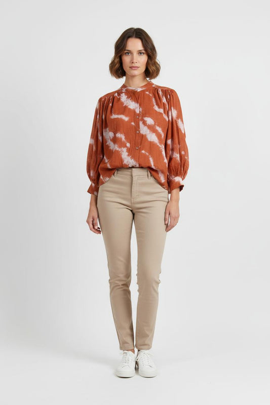 Blouse Marron et Blanche - Taille M/38