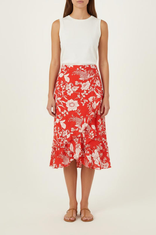 Jupe Portefeuille Rouge et Blanche - Taille M/38