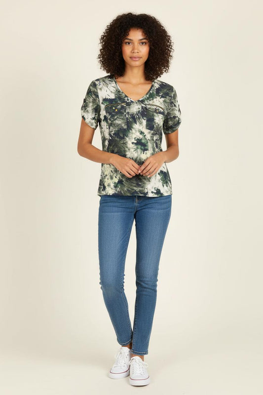 Tee-shirt Vert et Blanc - Taille XS/34