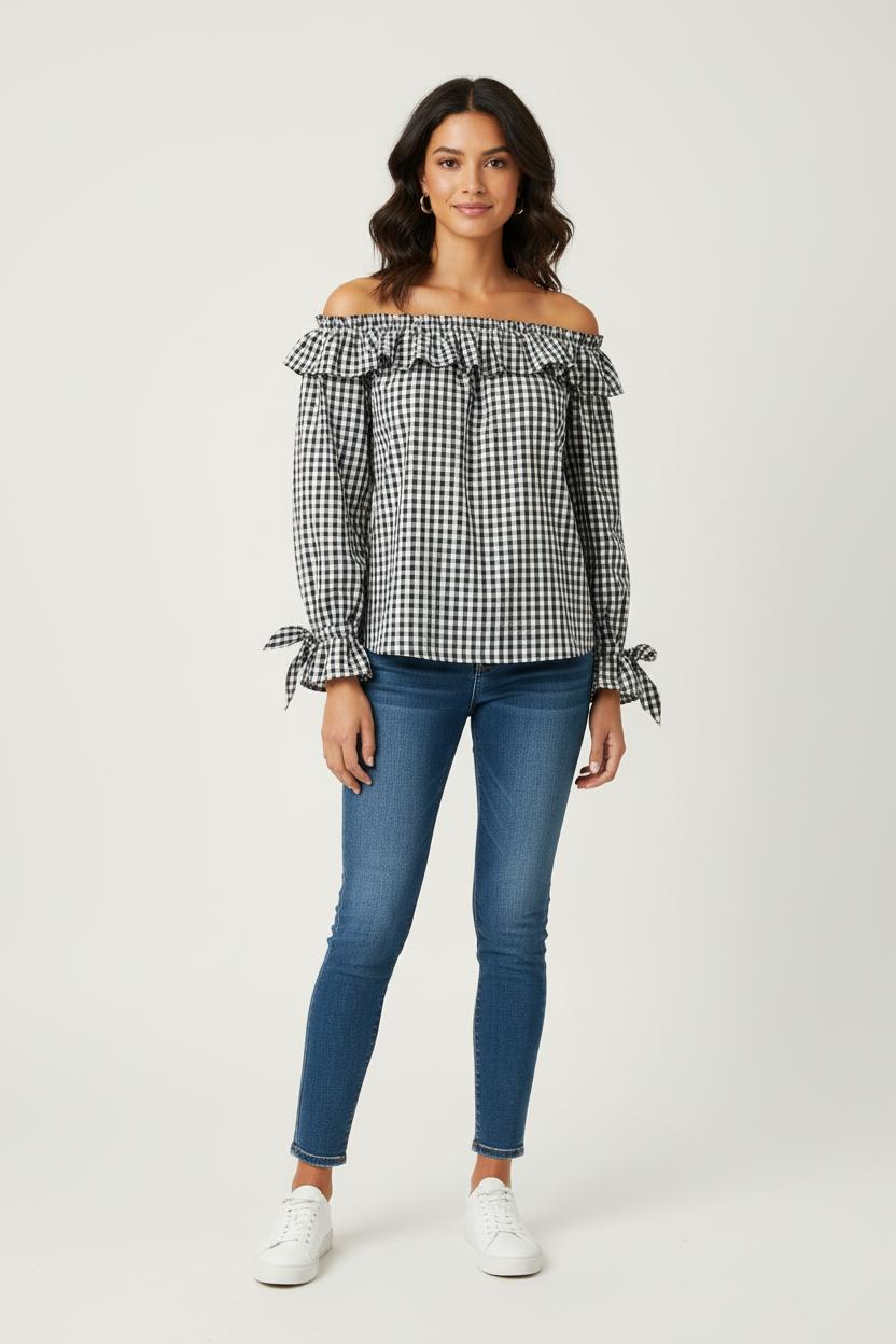 Blouse Noire et Blanche - Taille XS/34