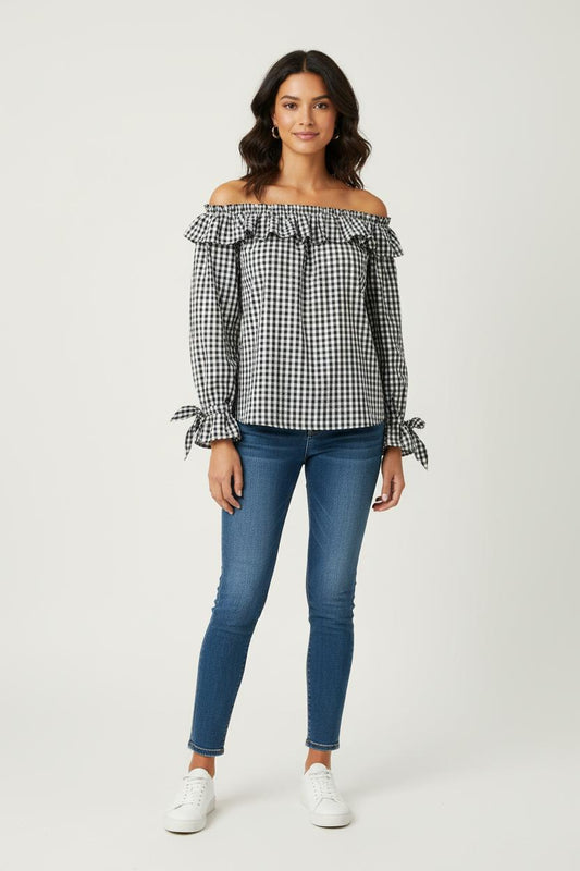 Blouse Noire et Blanche - Taille XS/34