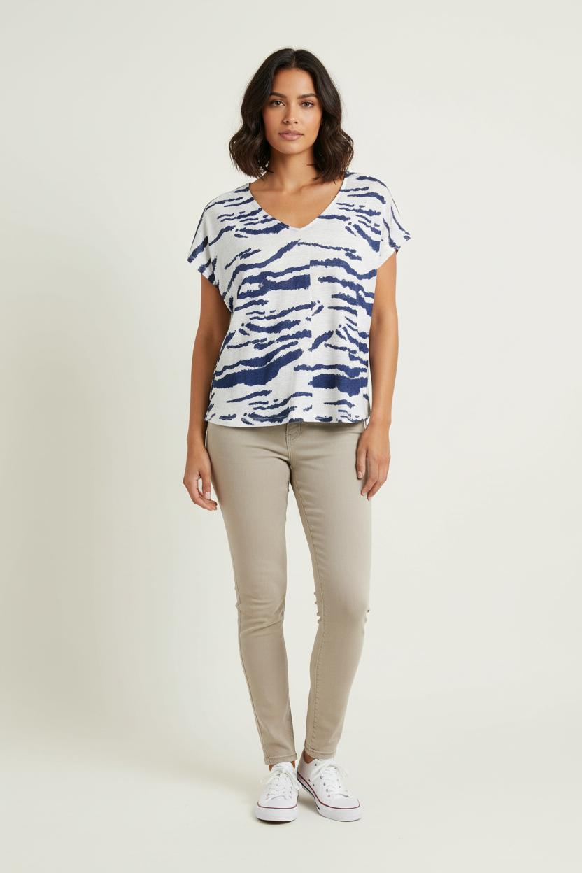 Tee-shirt Blanc et Bleu - Taille L/40