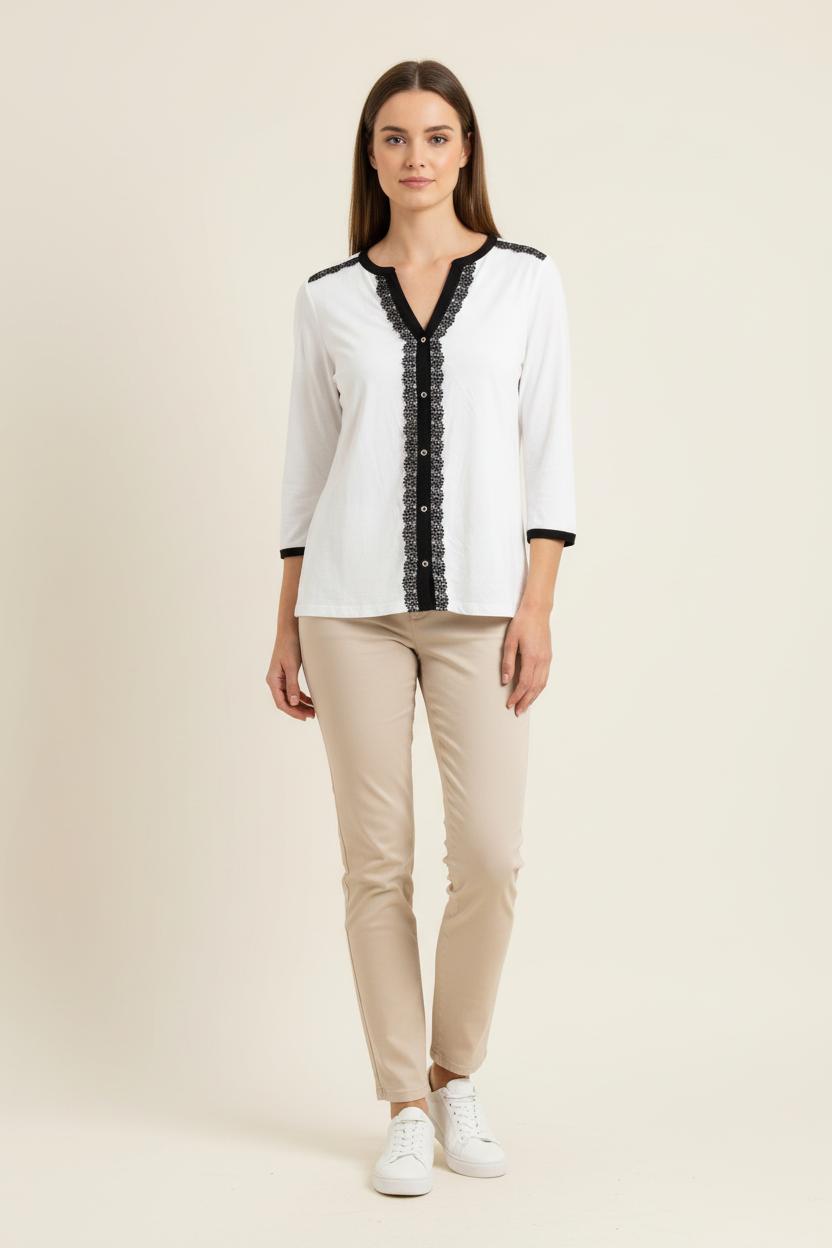 Blouse Blanche et Noire - Taille L/40