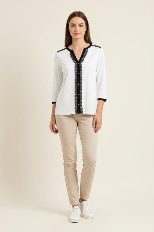 Blouse Blanche et Noire - Taille L/40