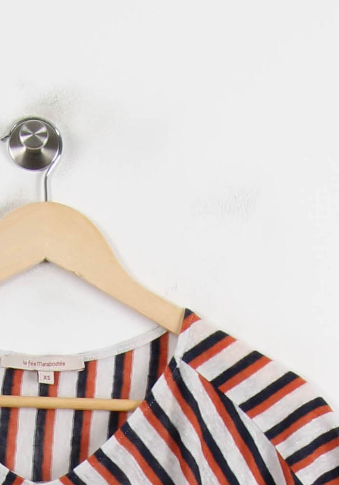 Blouse Blanche Rouge et Noire - Taille XS/34