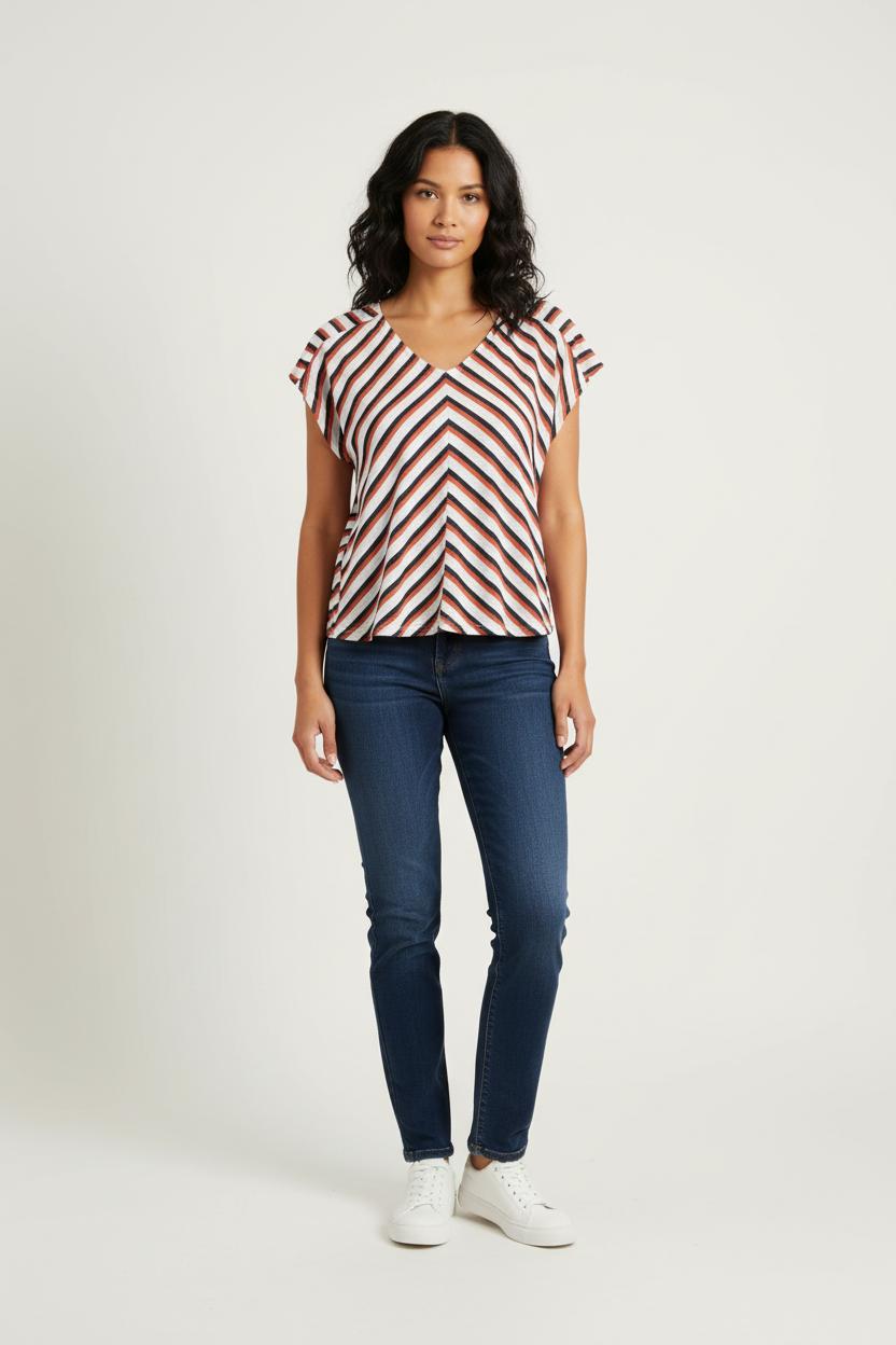 Blouse Blanche Rouge et Noire - Taille XS/34