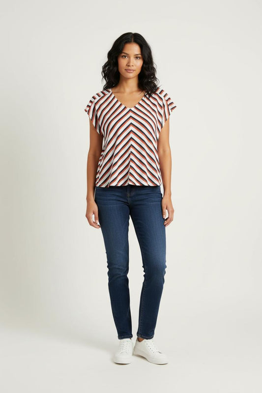 Blouse Blanche Rouge et Noire - Taille XS/34