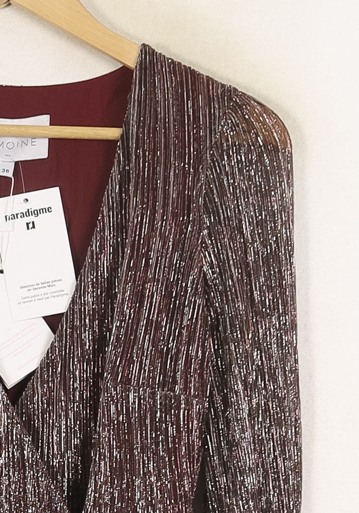 Robe Plissée Bordeaux et Argenté - Taille S/36