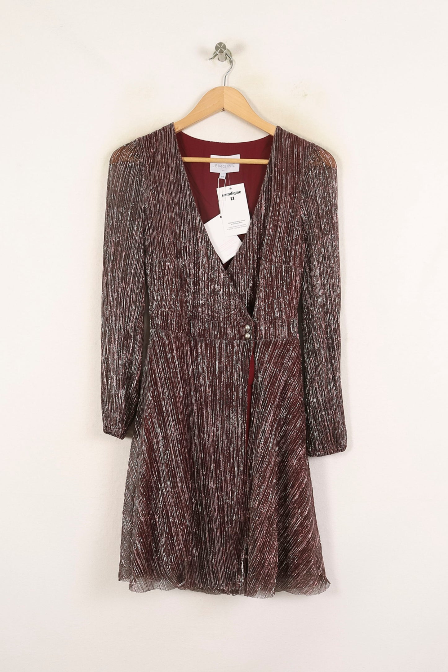 Robe Plissée Bordeaux et Argenté - Taille S/36