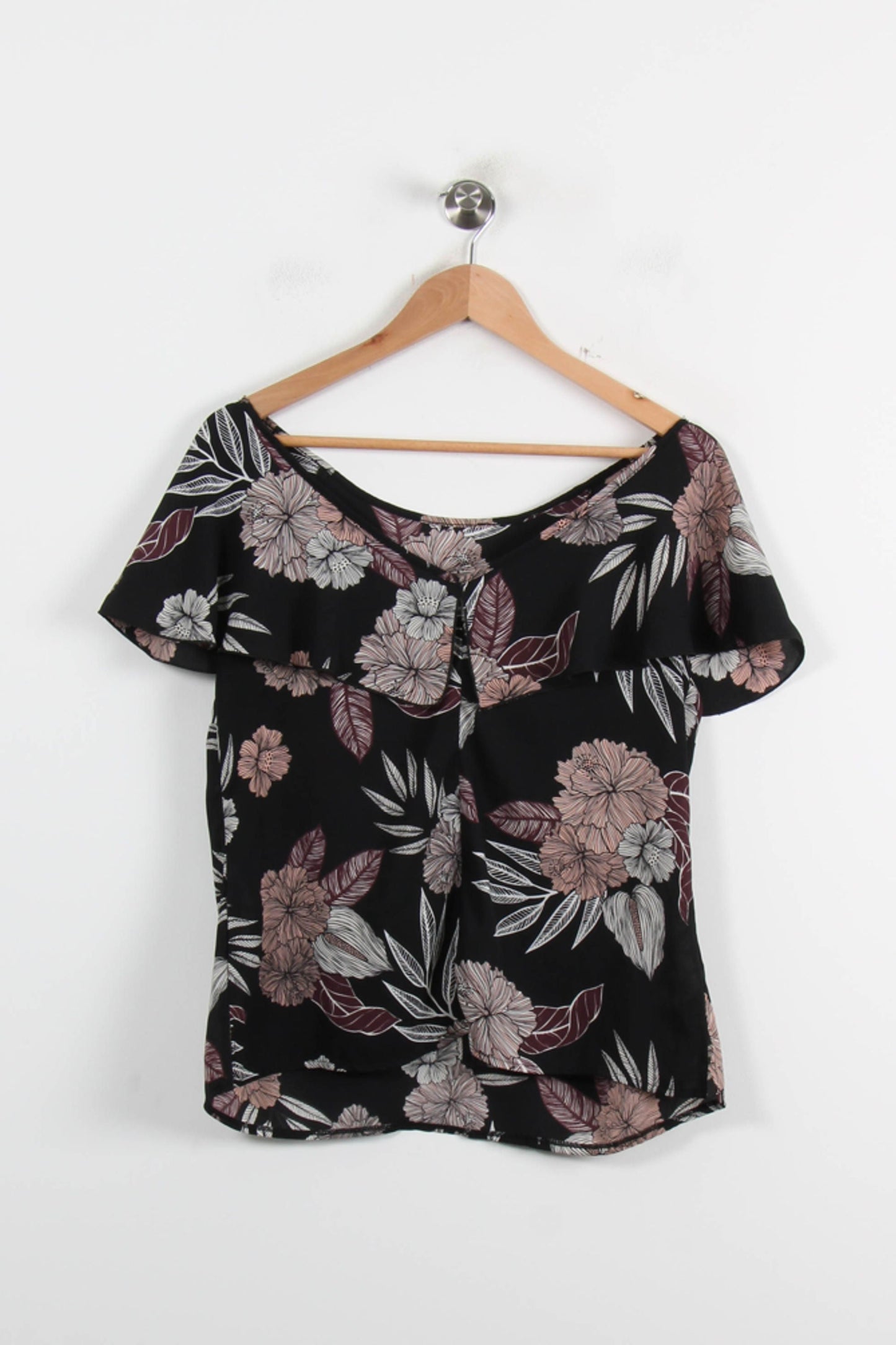 Blouse Noire et Rose - Taille L/40