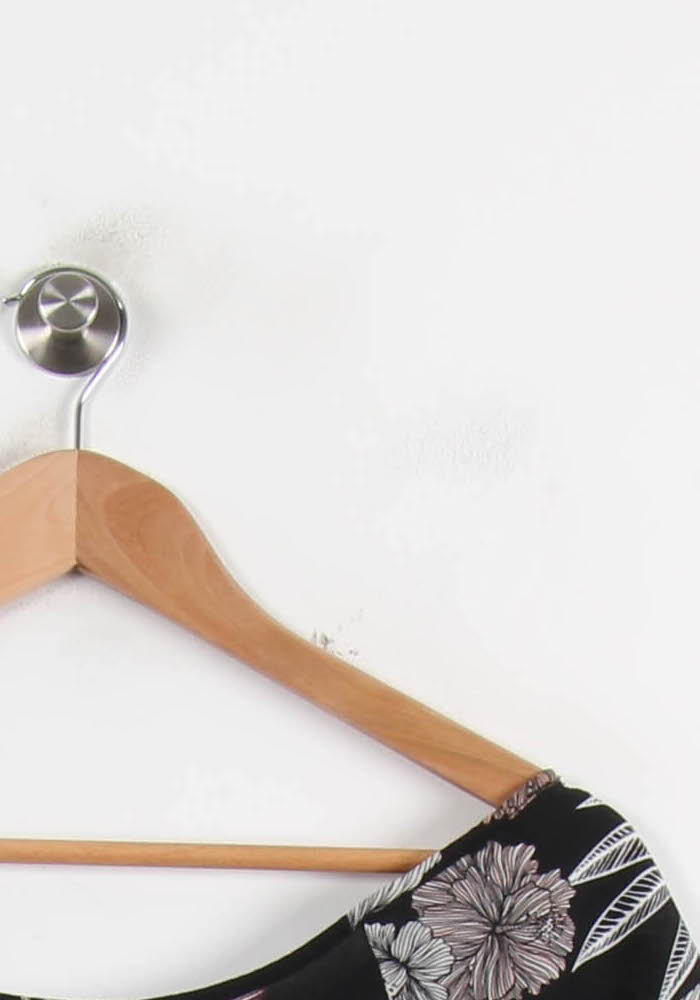 Blouse Noire et Rose - Taille L/40