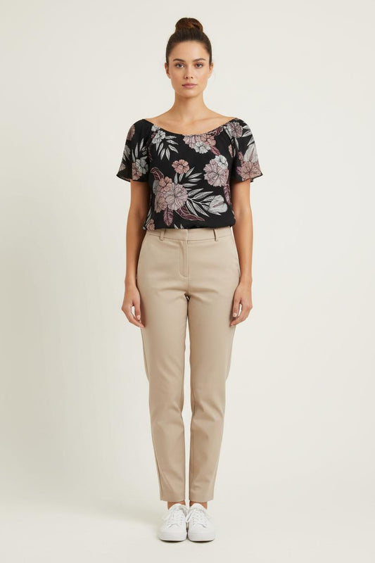 Blouse Noire et Rose - Taille L/40