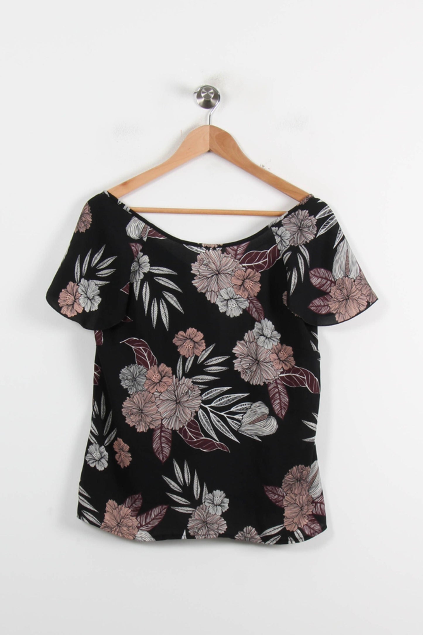 Blouse Noire et Rose - Taille L/40