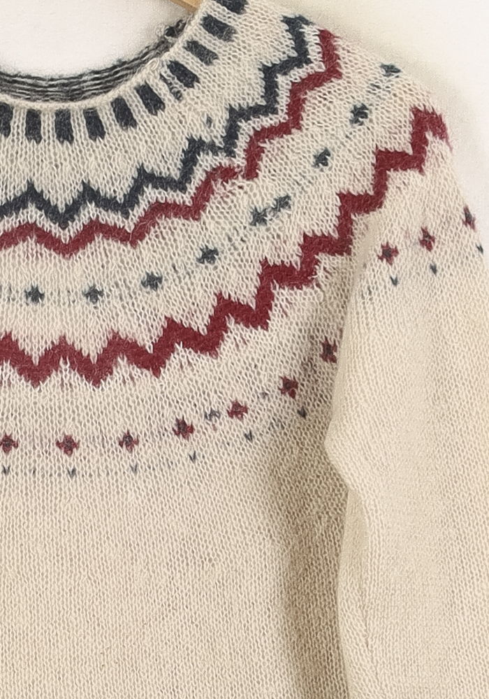 Pull Écru à Motifs Rouges et Bleus - Taille M/38