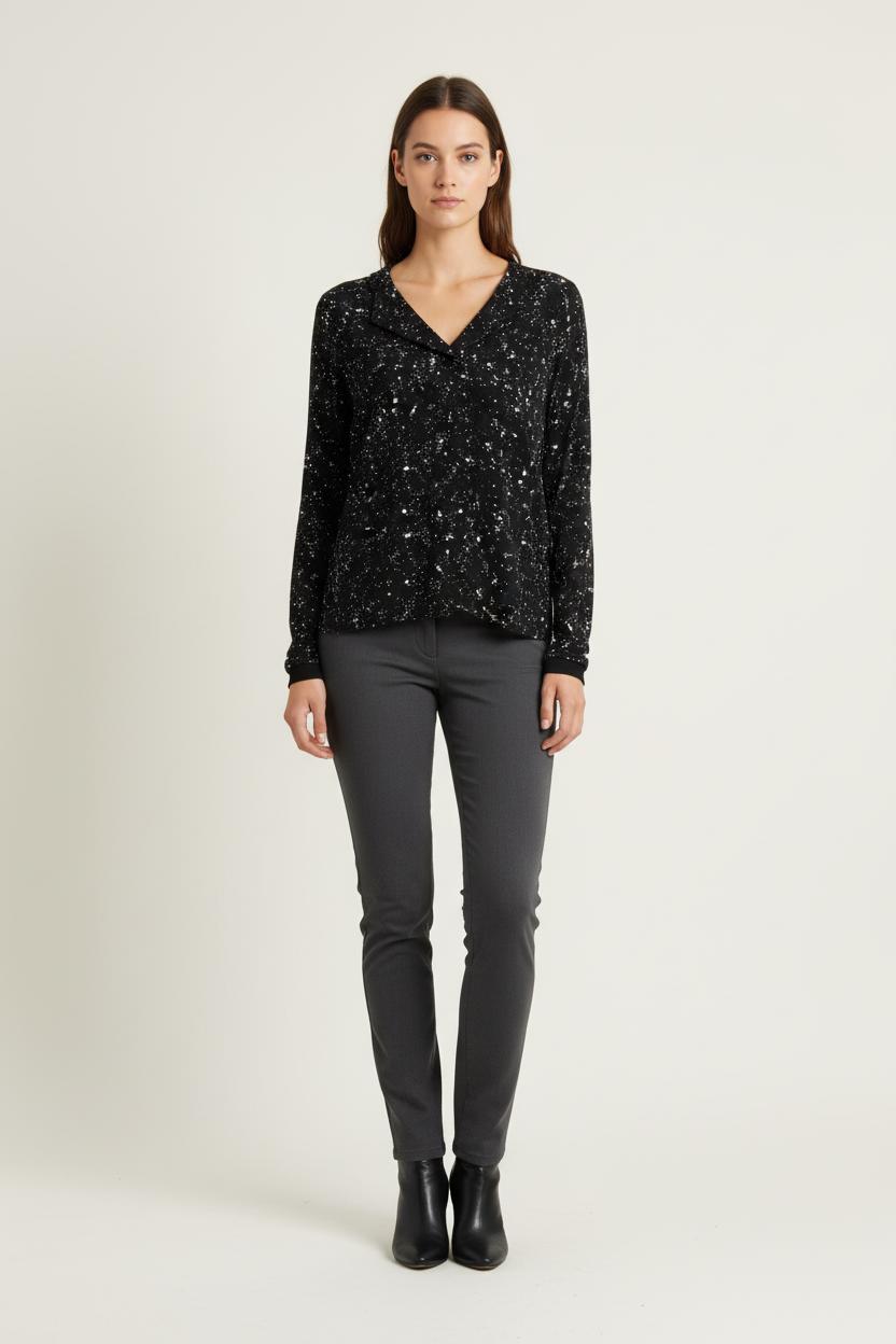 Blouse Noire et Blanche - Taille XS/34