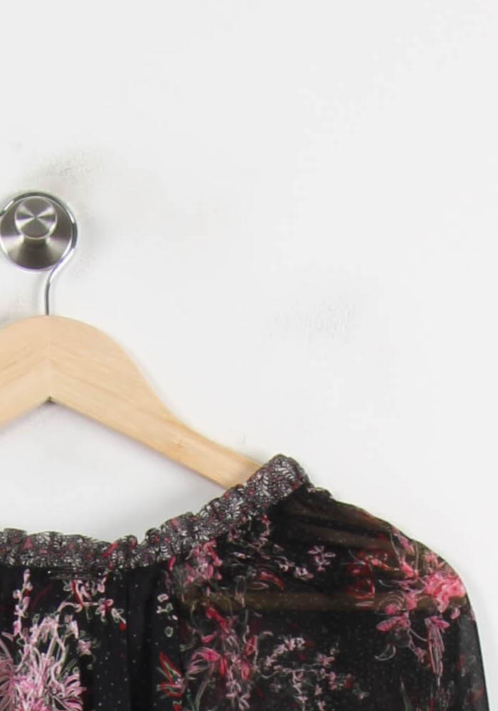 Blouse Noire et Rose - Taille XS/34